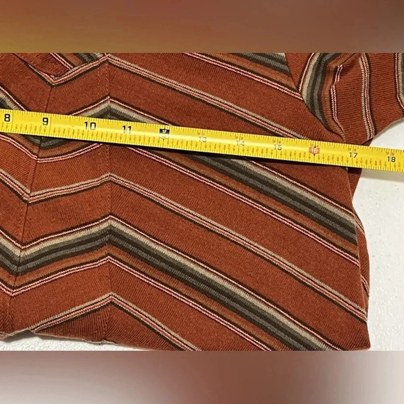 Free People New Romantics 3/4 Sleeve Burnt Orange Striped Dress Scoop Back Sz Sm - Picture 7 of 7